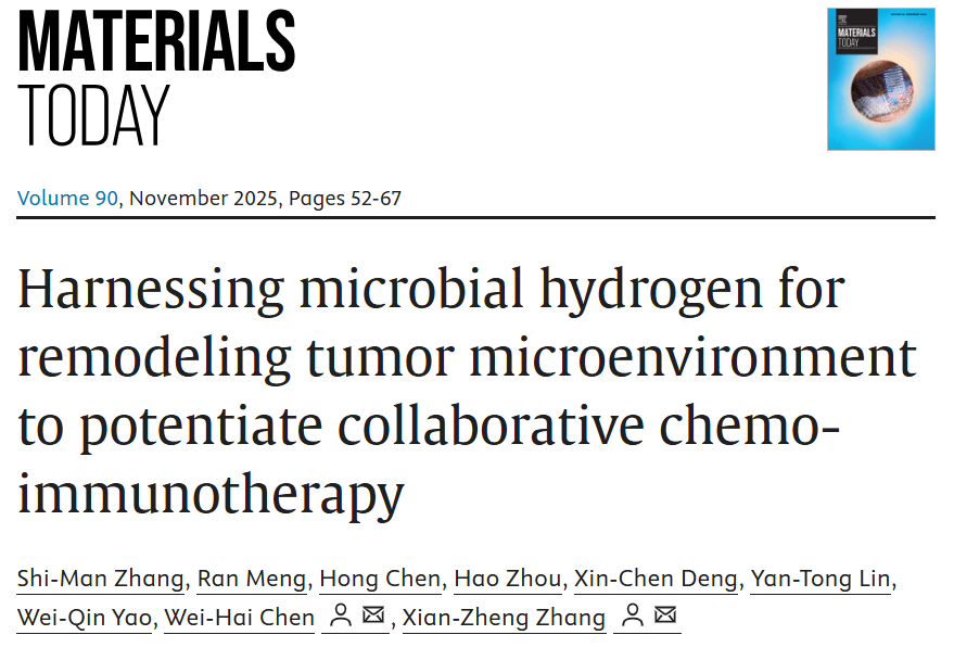利用微生物氢重塑肿瘤微环境以增强协同化学免疫疗法